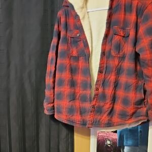 Boston Traders Red and Black Checkered Sherpa Jacket